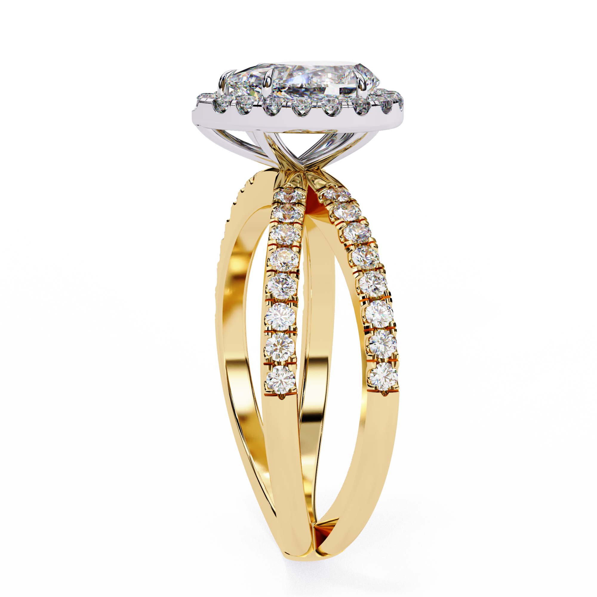 Pear Halo Split Shank Ring
