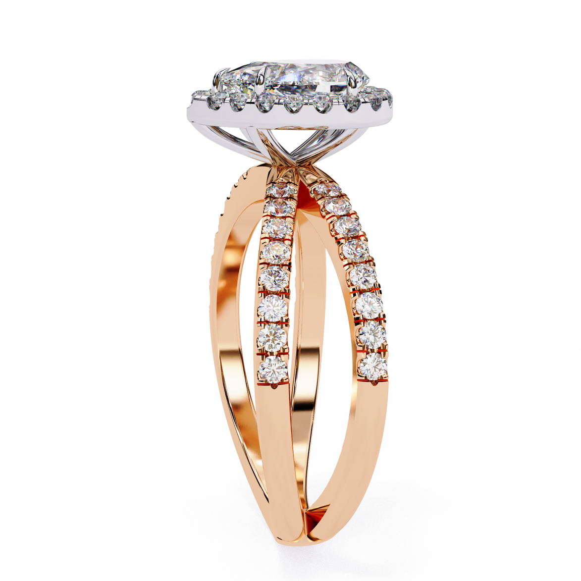 Pear Halo Split Shank Ring
