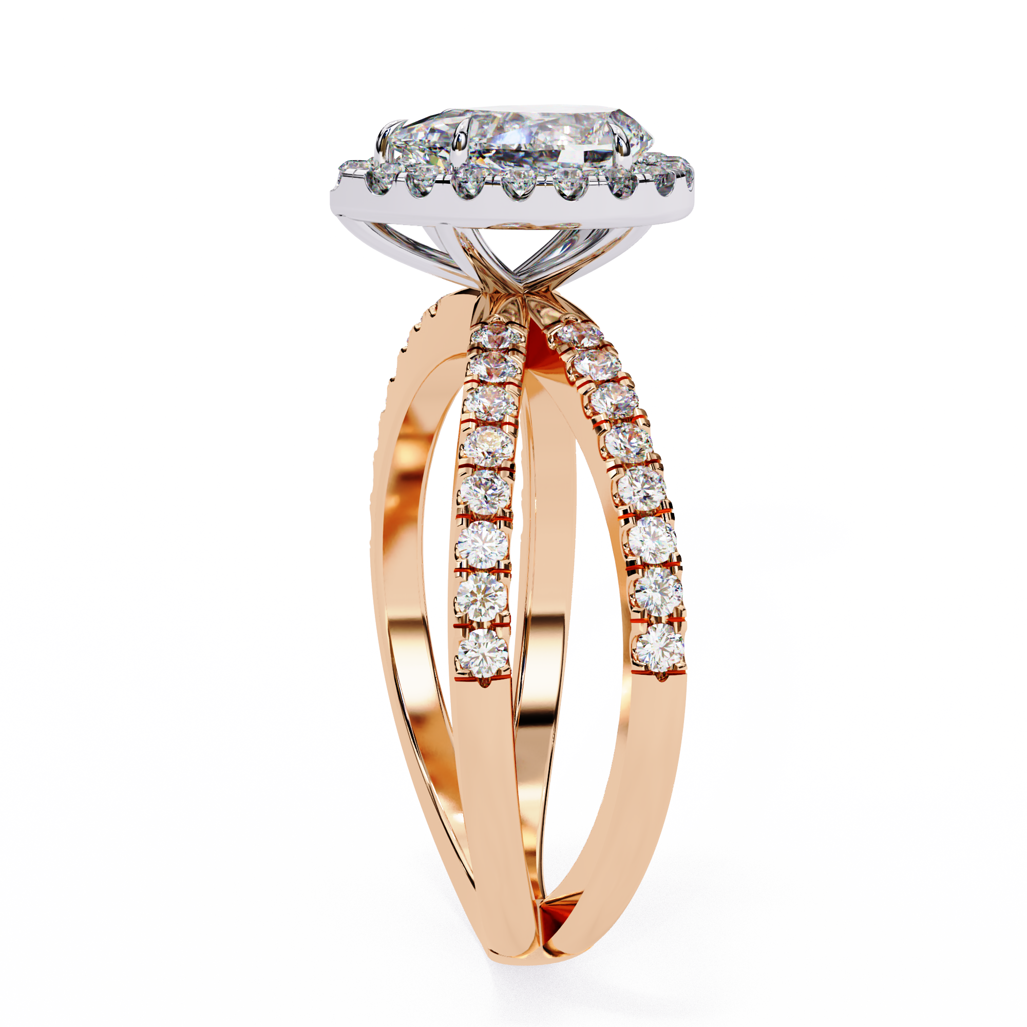 Pear Halo Split Shank Ring