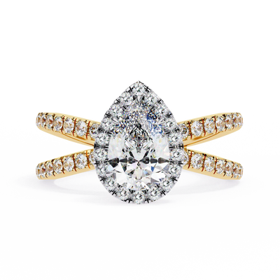 Pear Halo Split Shank Ring 