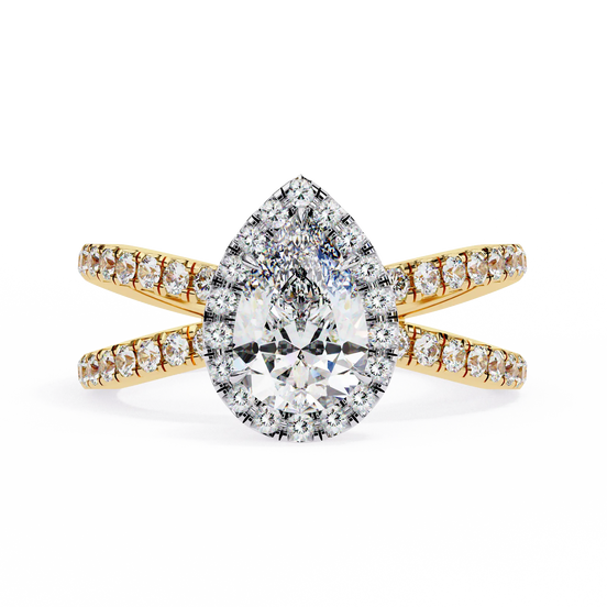 Pear Halo Split Shank Ring 