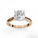 Front profile view of a rose gold round brilliant cut diamond solitaire engagement ring.