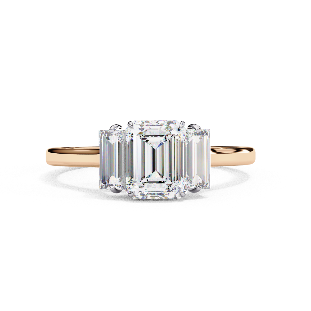 Emerald Cut Three Stone Diamond Engagement Ring