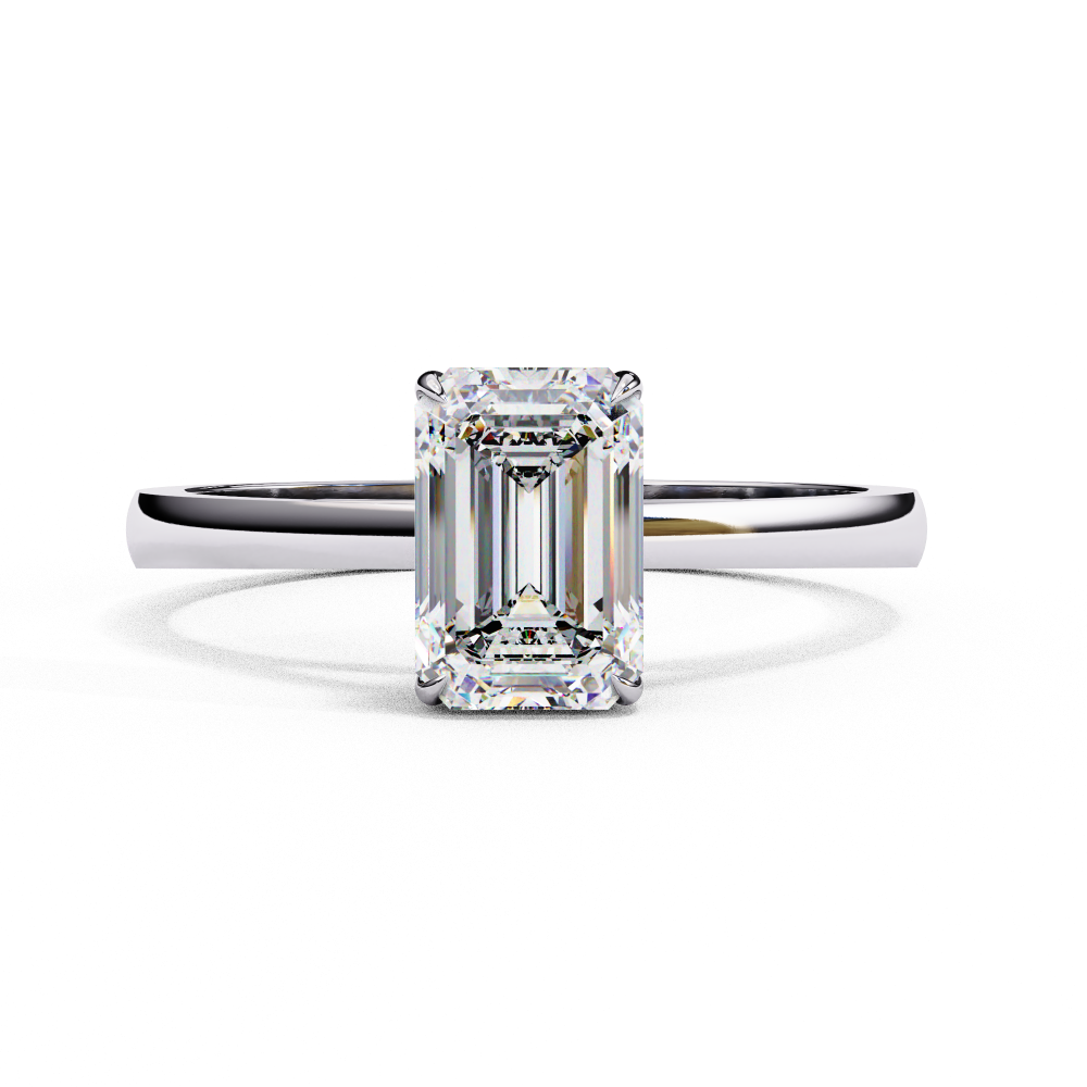 Emerald Cut Cathedral Solitaire Ring
