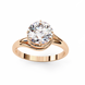 Round Brilliant Diamond Semi-Bezel Solitaire Ring with Twisted Crossover Band