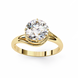 Round Brilliant Diamond Semi-Bezel Solitaire Ring with Twisted Crossover Band