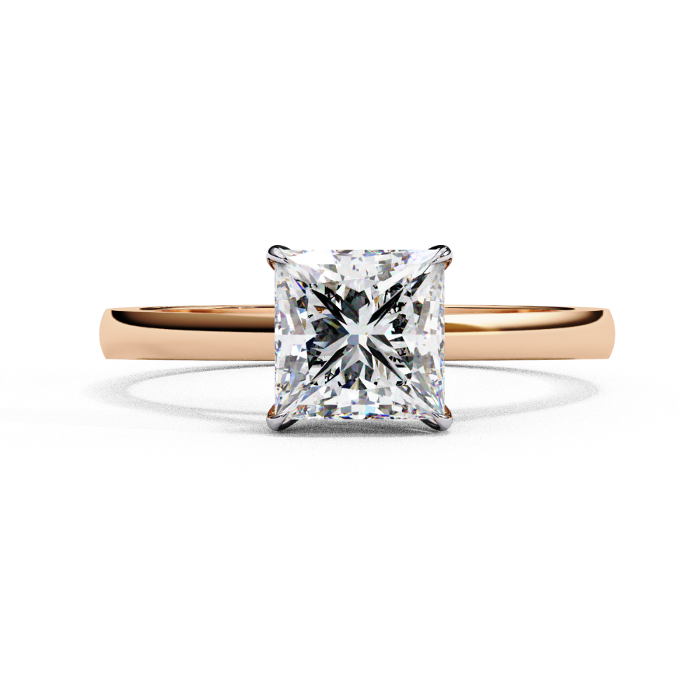 Princess Cut Diamond Cathedral Solitaire Ring