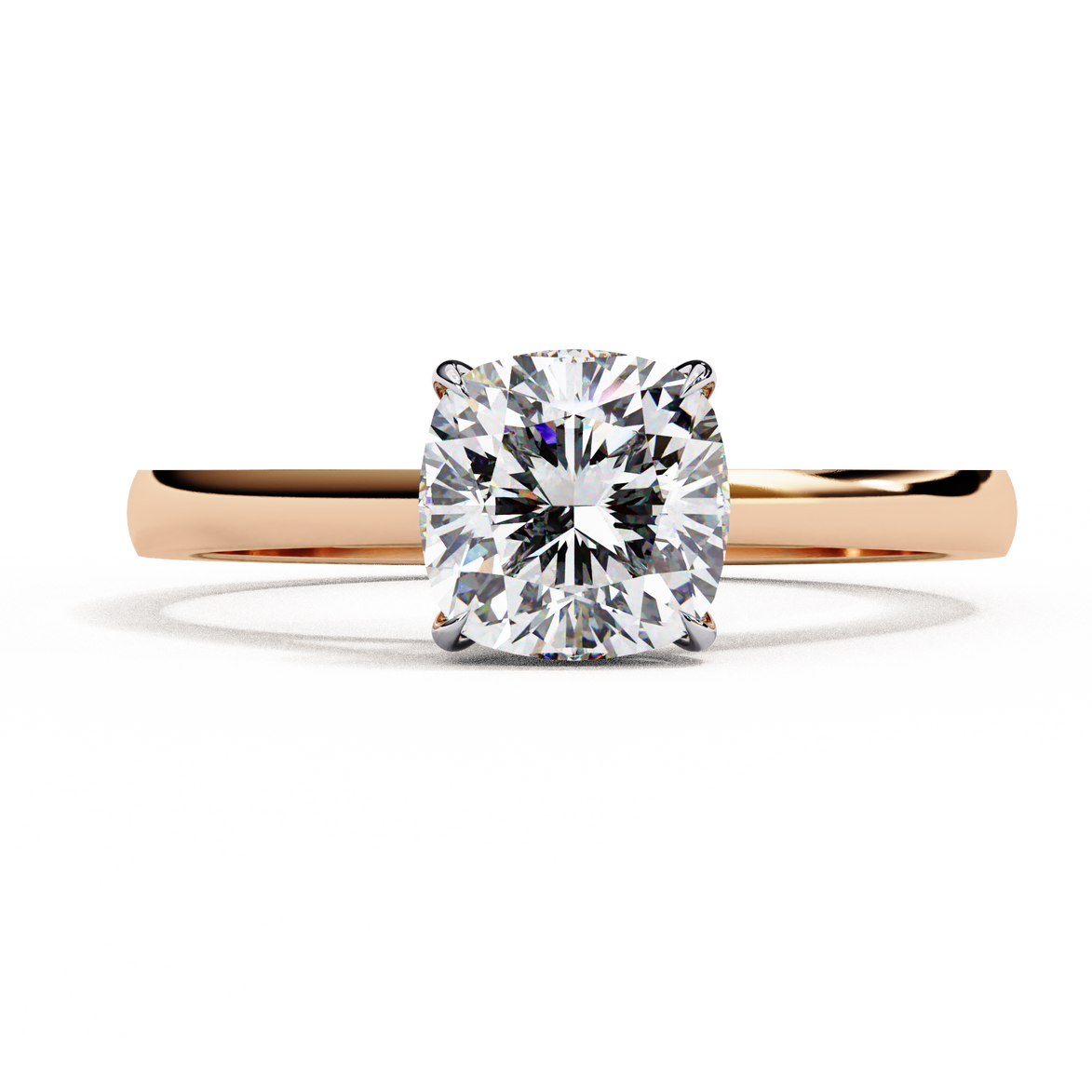 Cushion Cut Diamond Cathedral Solitaire Engagement Ring