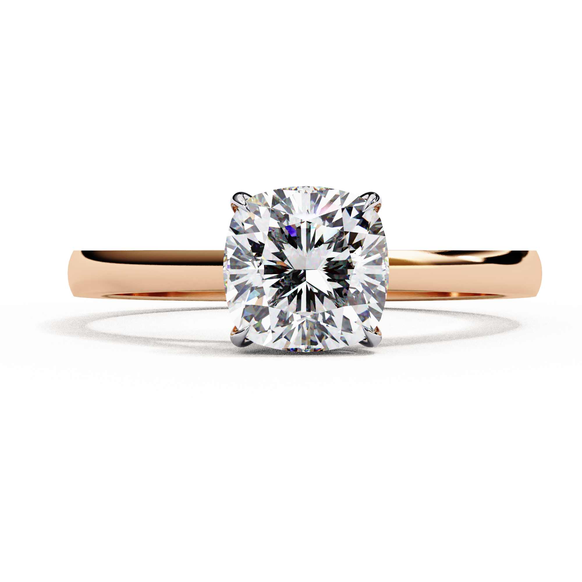 Cushion Cut Diamond Cathedral Solitaire Engagement Ring