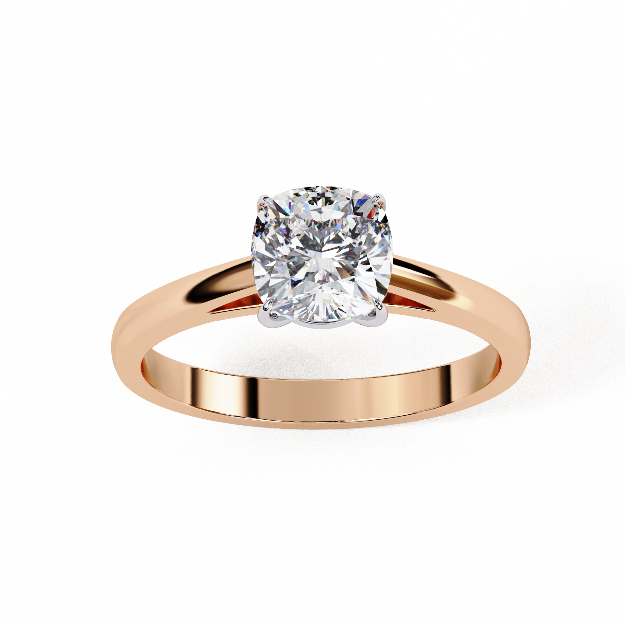 Cushion Cut Diamond Cathedral Solitaire Engagement Ring