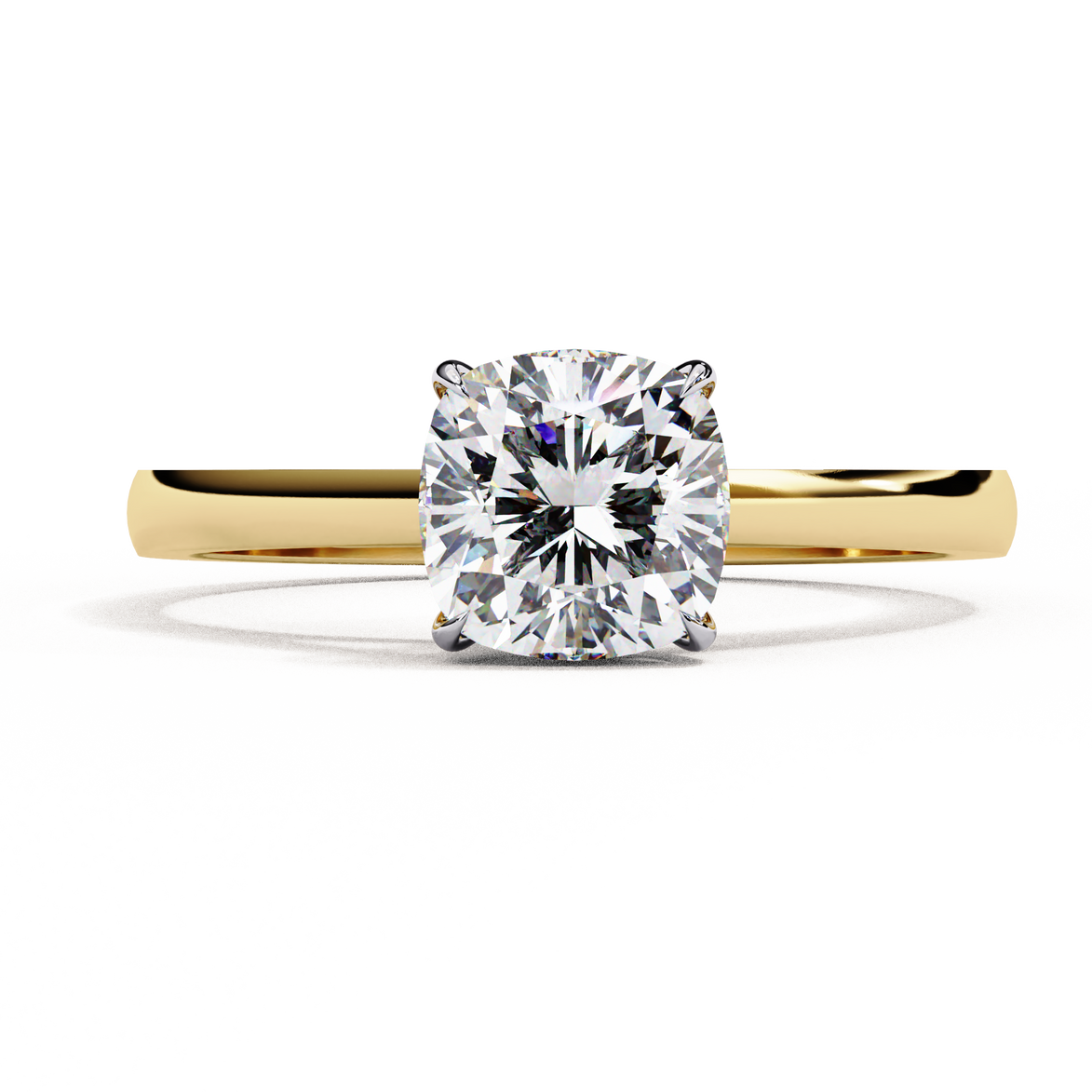 Cushion Cut Diamond Cathedral Solitaire Engagement Ring
