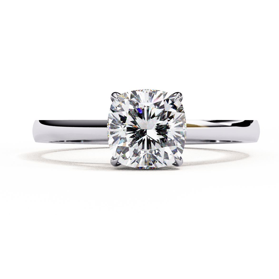 Cushion Cut Diamond Cathedral Solitaire Engagement Ring