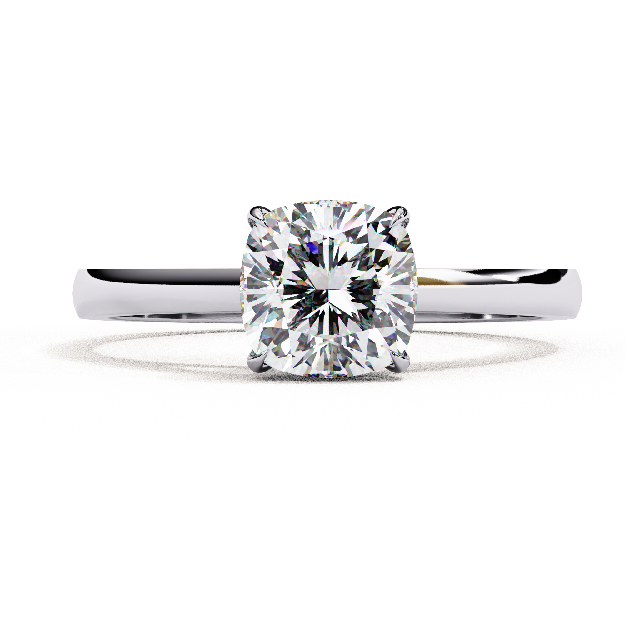 Cushion Cut Diamond Cathedral Solitaire Engagement Ring
