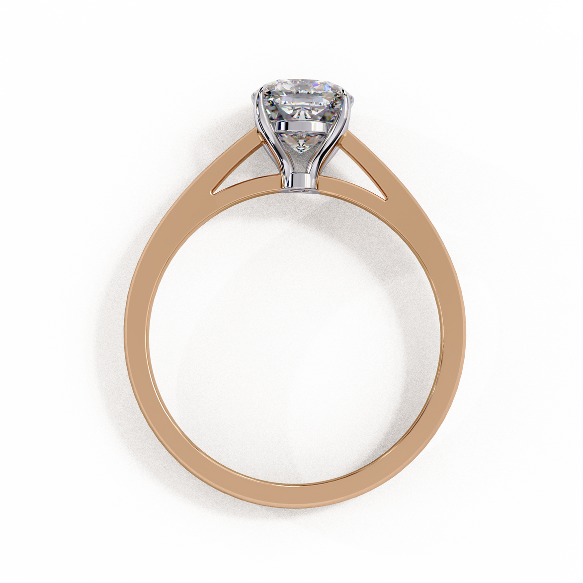 Cushion Cut Diamond Cathedral Solitaire Engagement Ring