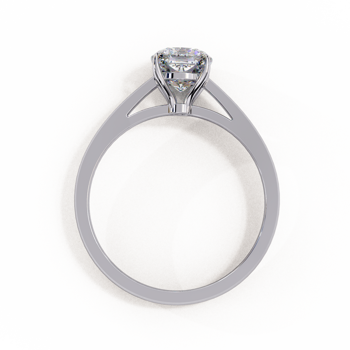 Cushion Cut Diamond Cathedral Solitaire Engagement Ring