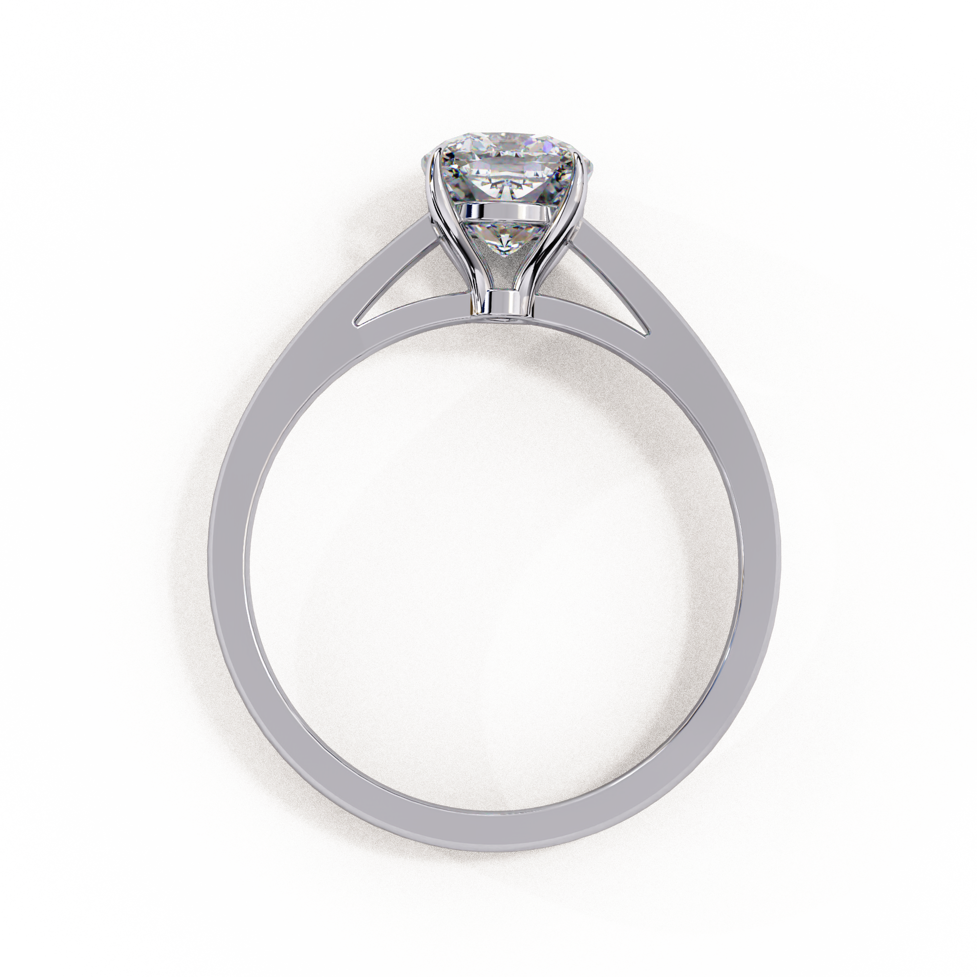 Cushion Cut Diamond Cathedral Solitaire Engagement Ring
