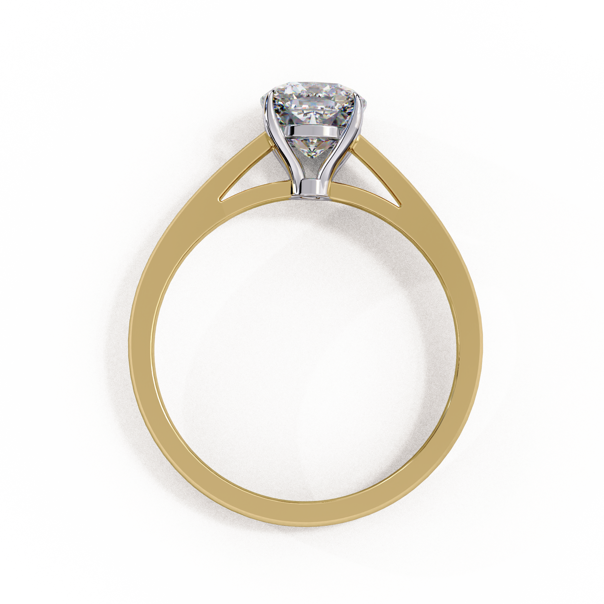 Cushion Cut Diamond Cathedral Solitaire Engagement Ring