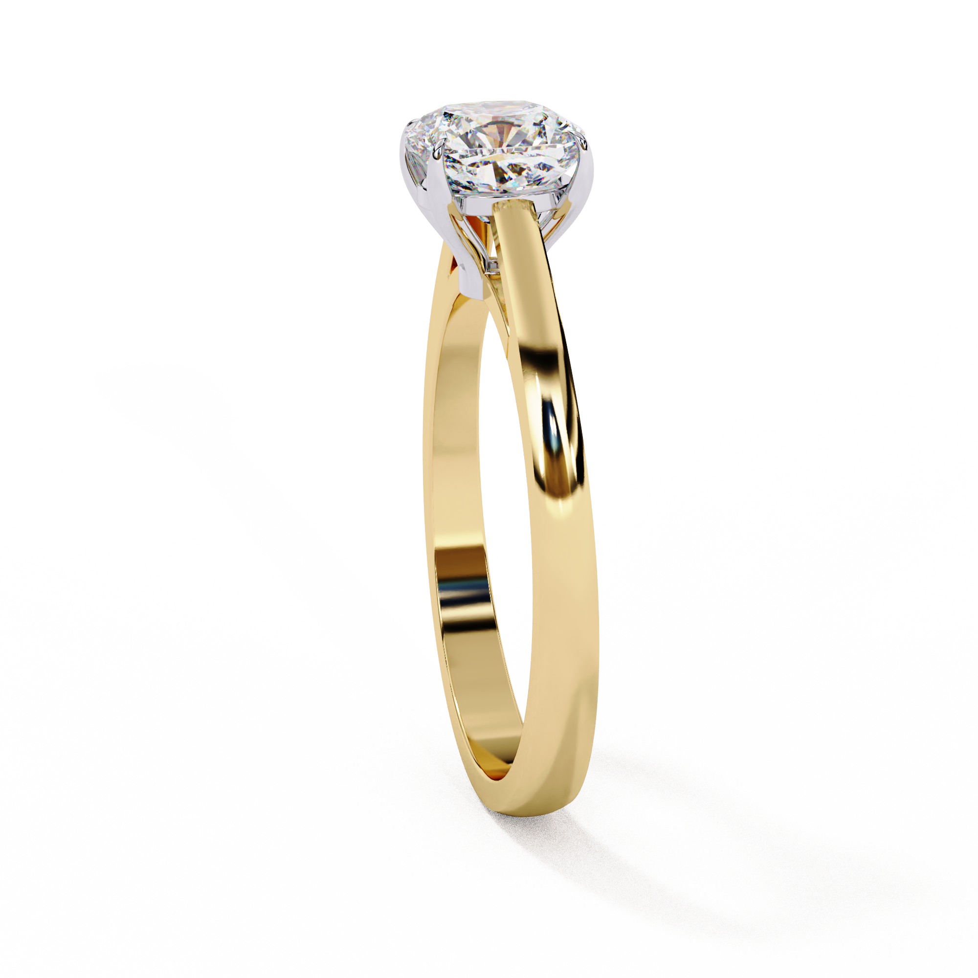 Cushion Cut Diamond Cathedral Solitaire Engagement Ring