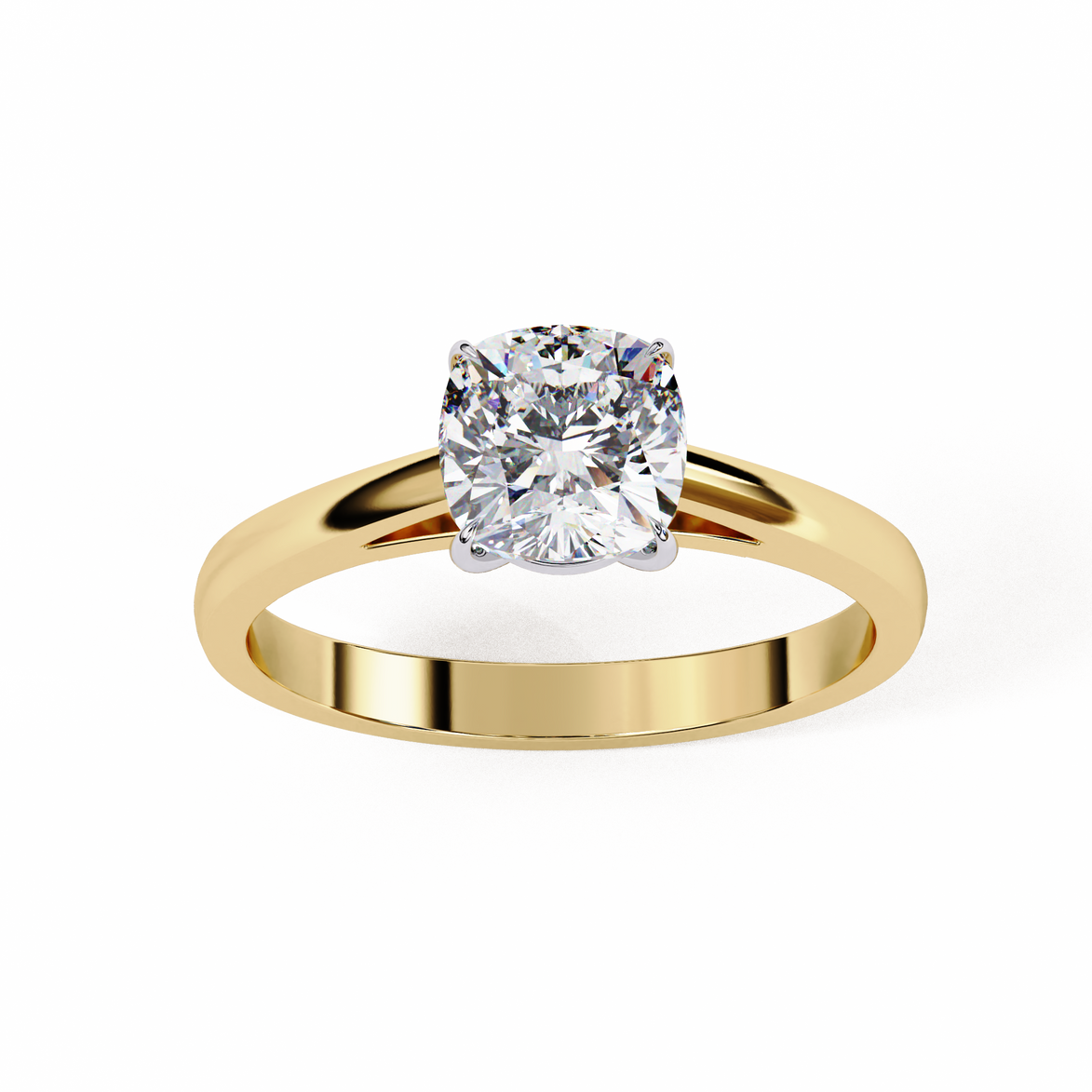 Cushion Cut Diamond Cathedral Solitaire Engagement Ring