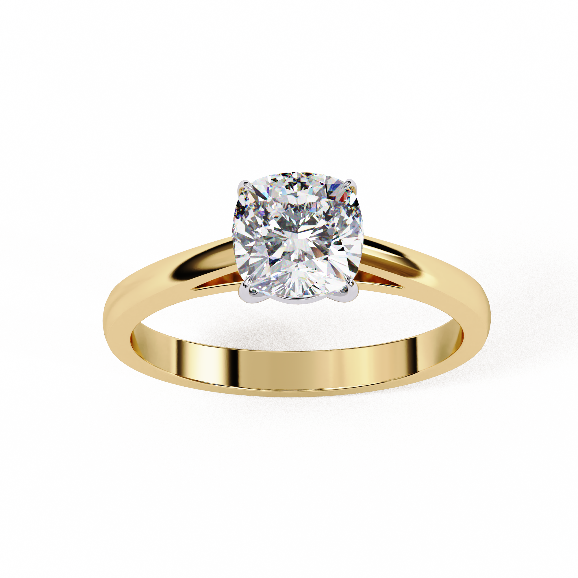 Cushion Cut Diamond Cathedral Solitaire Engagement Ring