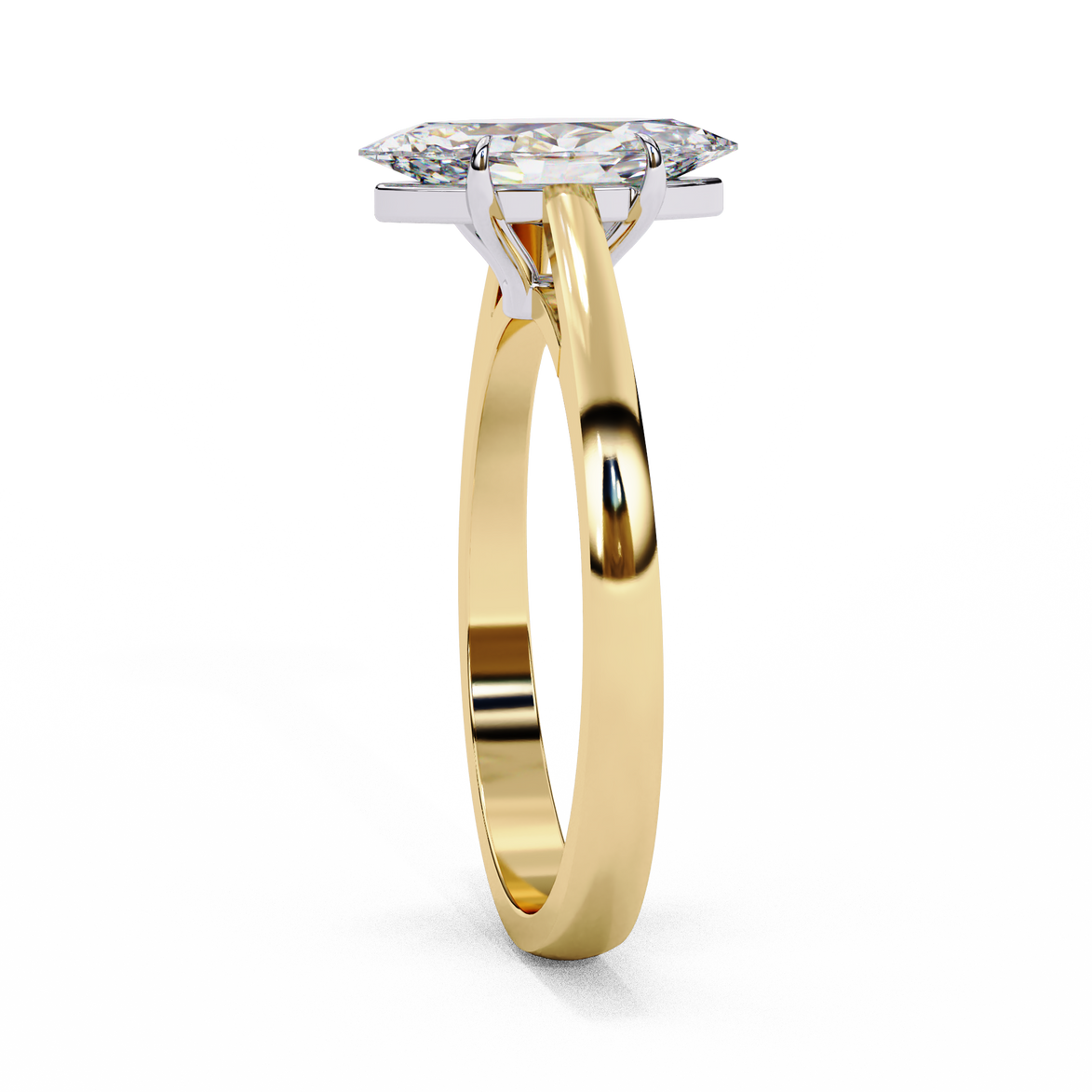 Marquise Cut Diamond Cathedral Solitaire Engagement Ring