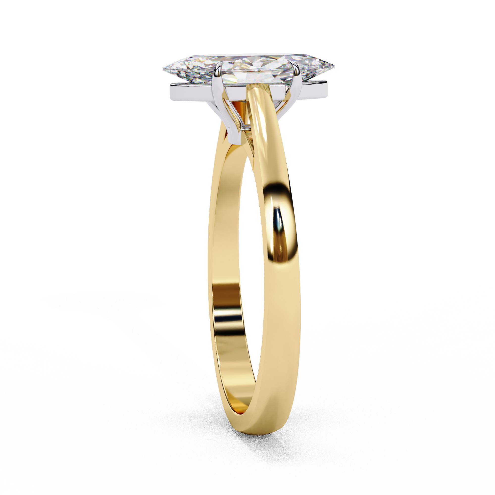 Marquise Cut Diamond Cathedral Solitaire Engagement Ring