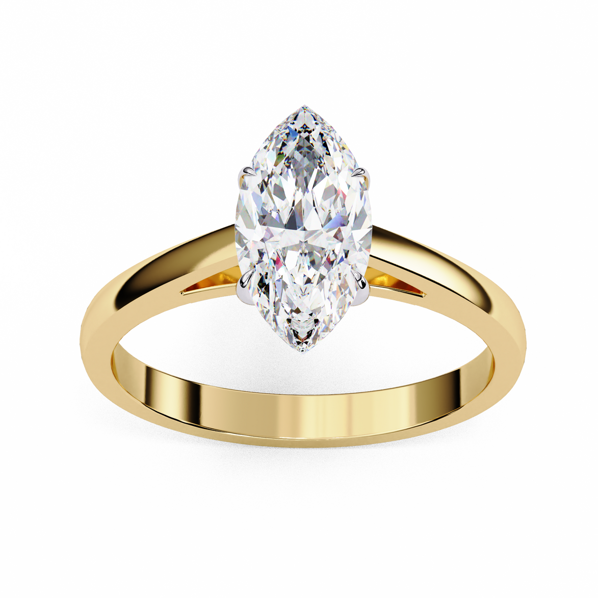 Marquise Cut Diamond Cathedral Solitaire Engagement Ring