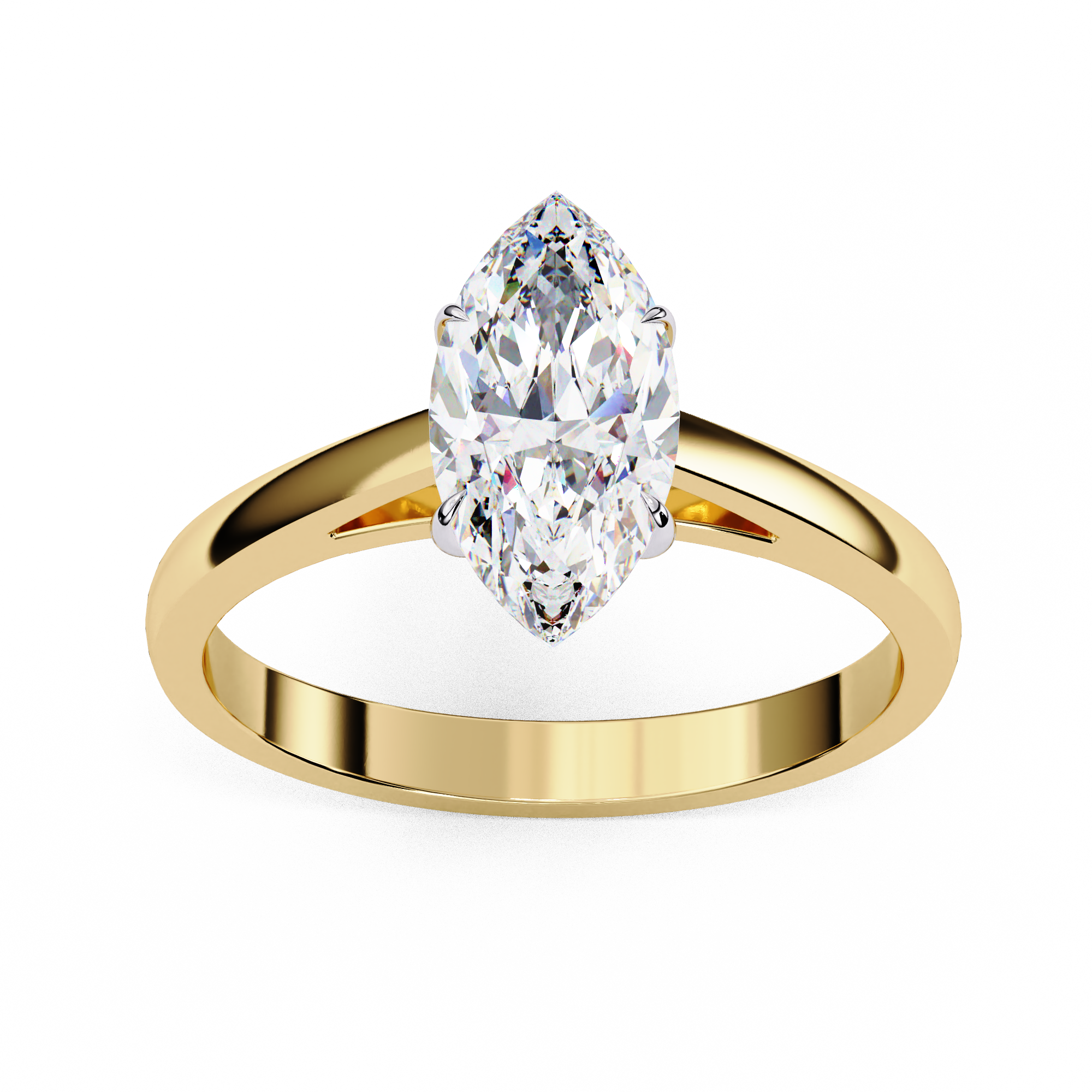 Marquise Cut Diamond Cathedral Solitaire Engagement Ring