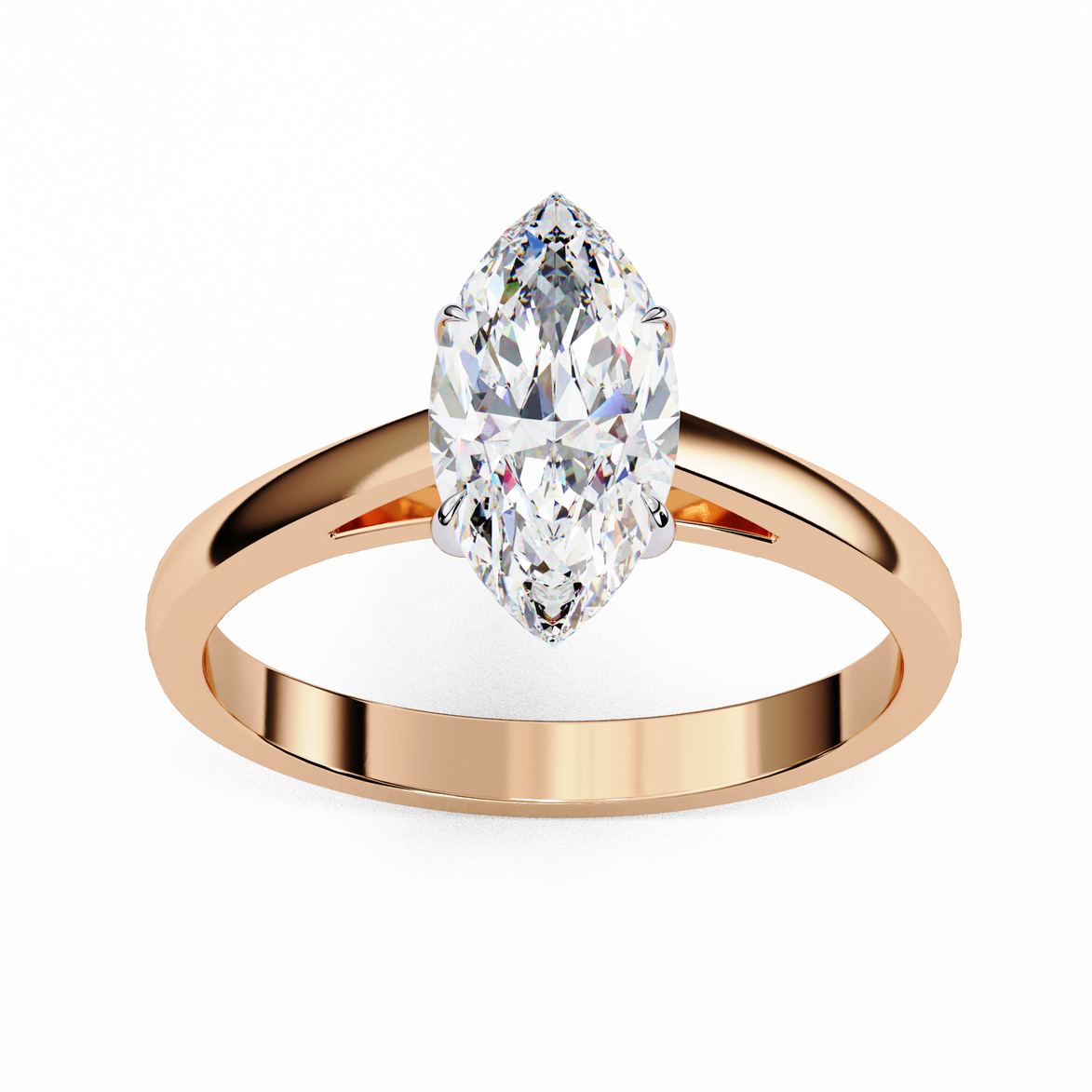 Marquise Cut Diamond Cathedral Solitaire Engagement Ring