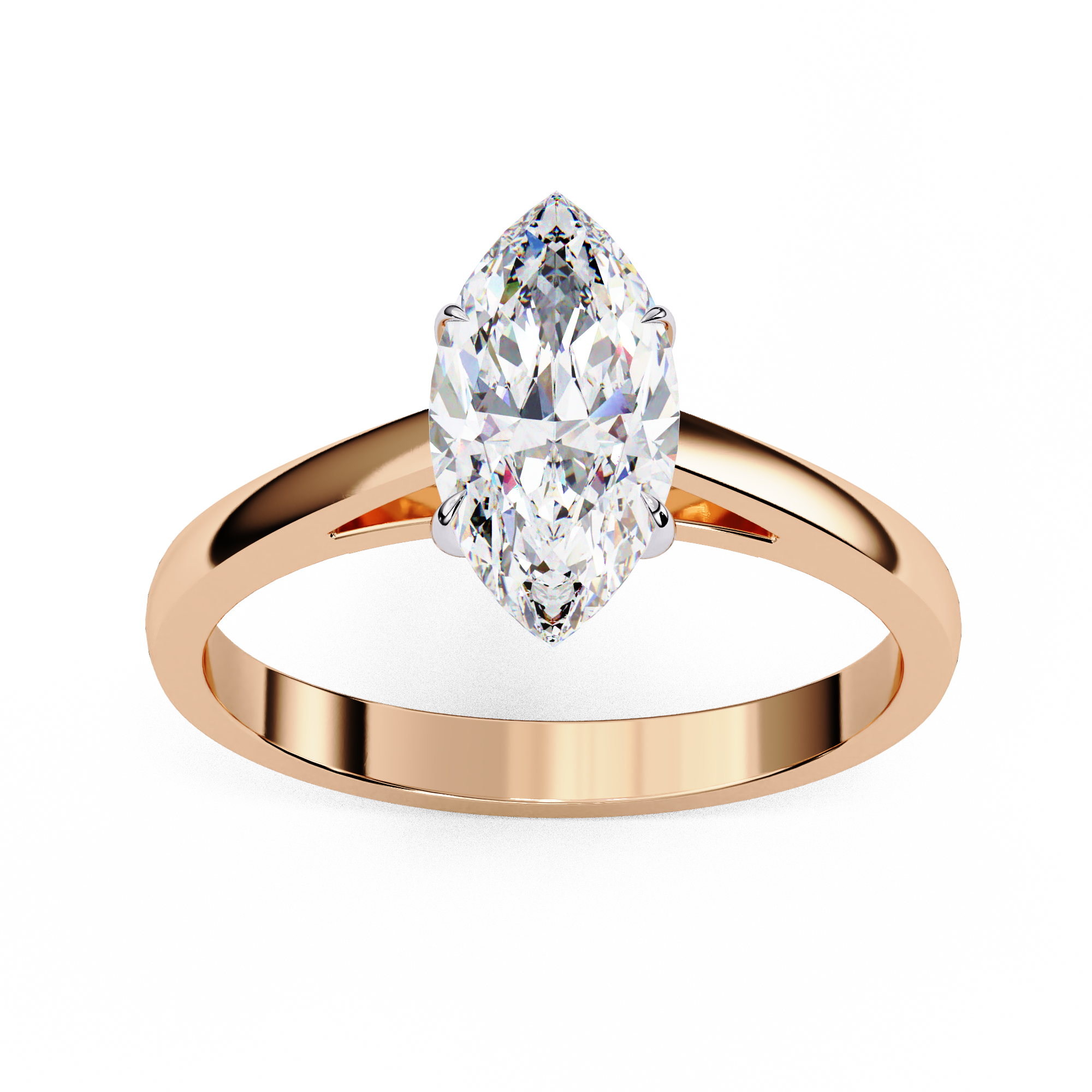 Marquise Cut Diamond Cathedral Solitaire Engagement Ring