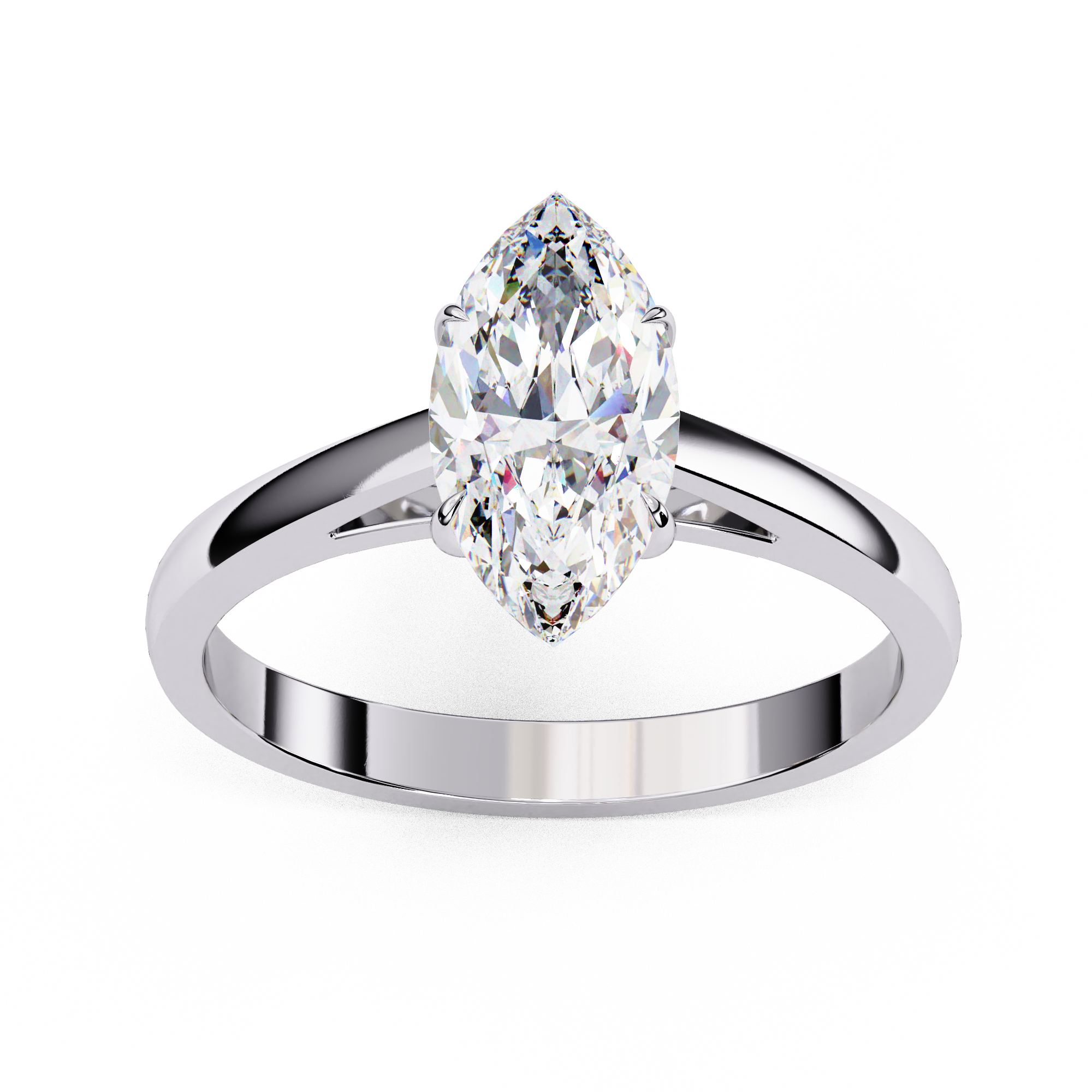 Marquise Cut Diamond Cathedral Solitaire Engagement Ring