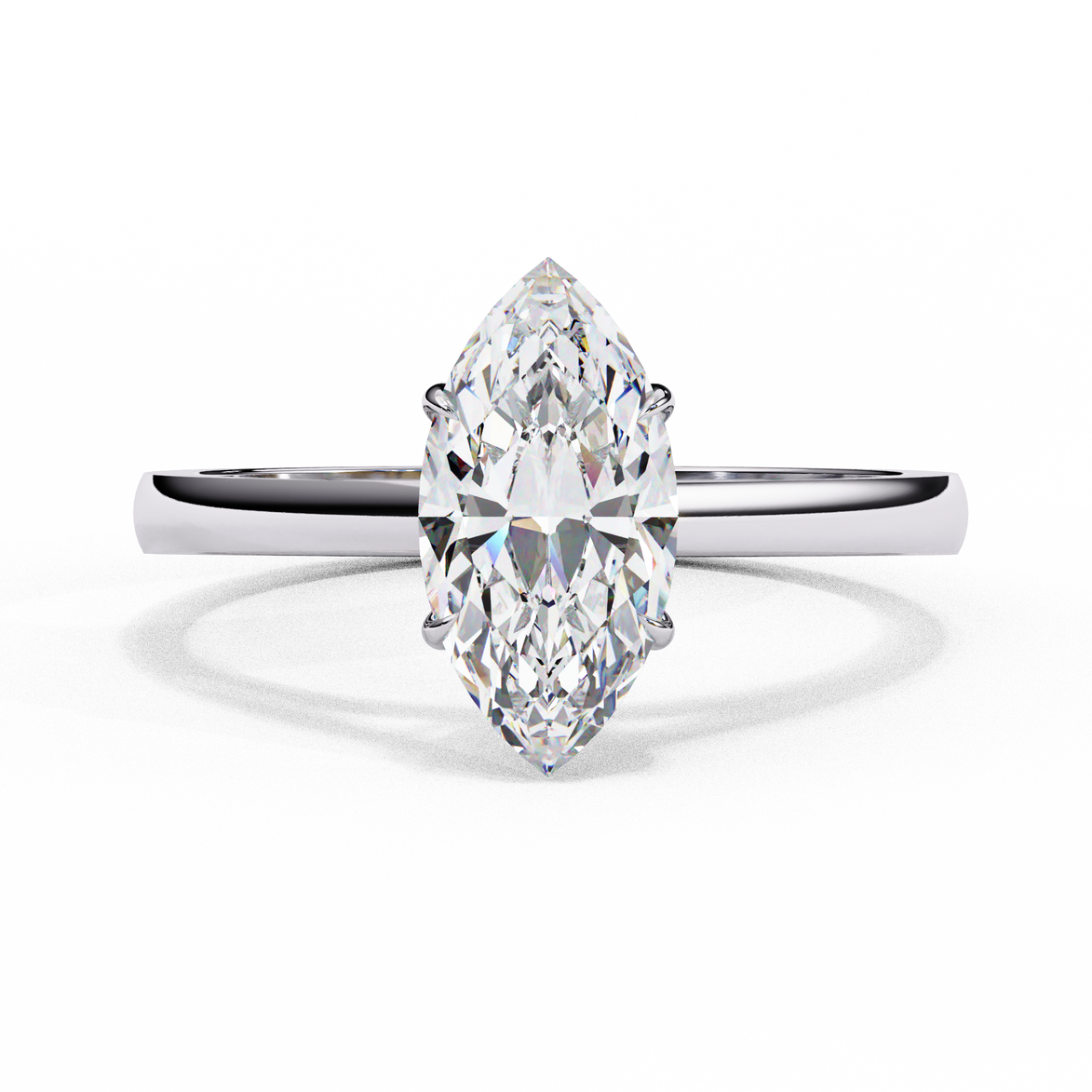 Marquise Cut Diamond Cathedral Solitaire Engagement Ring