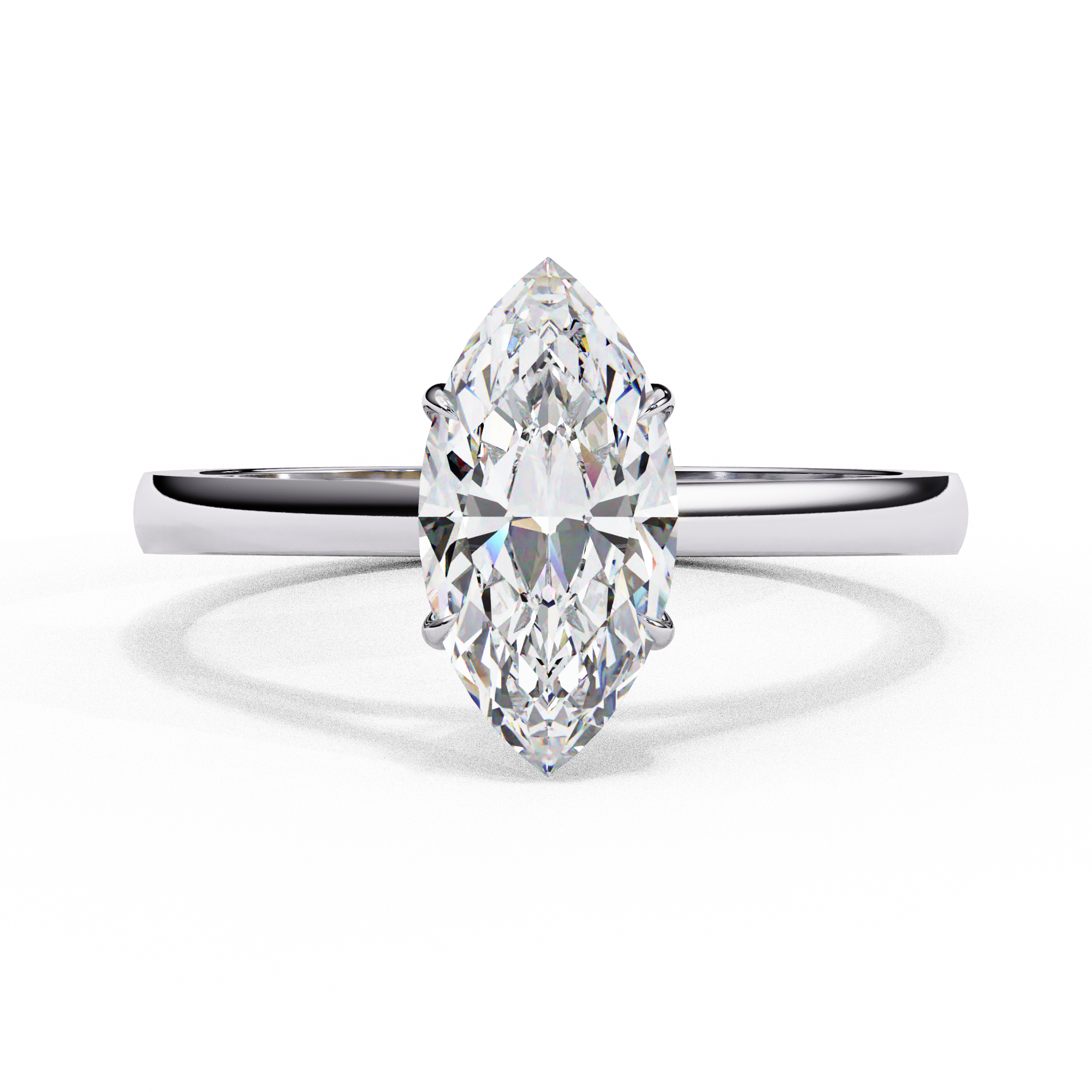 Marquise Cut Diamond Cathedral Solitaire Engagement Ring