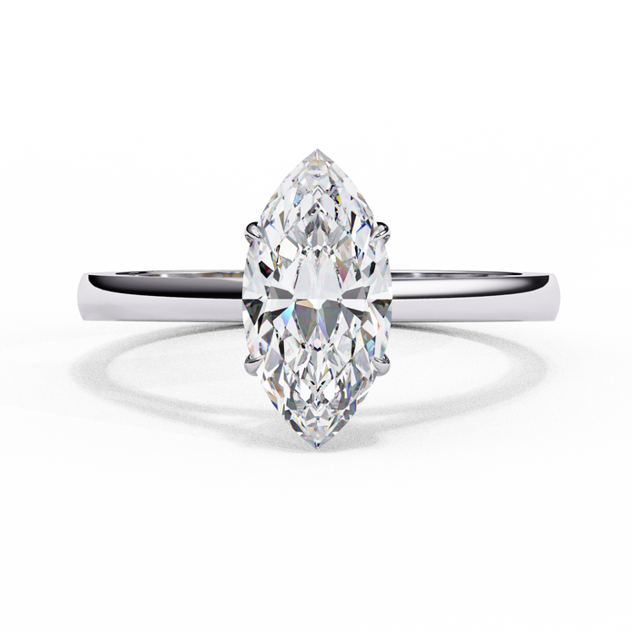 Marquise Cut Diamond Cathedral Solitaire Engagement Ring