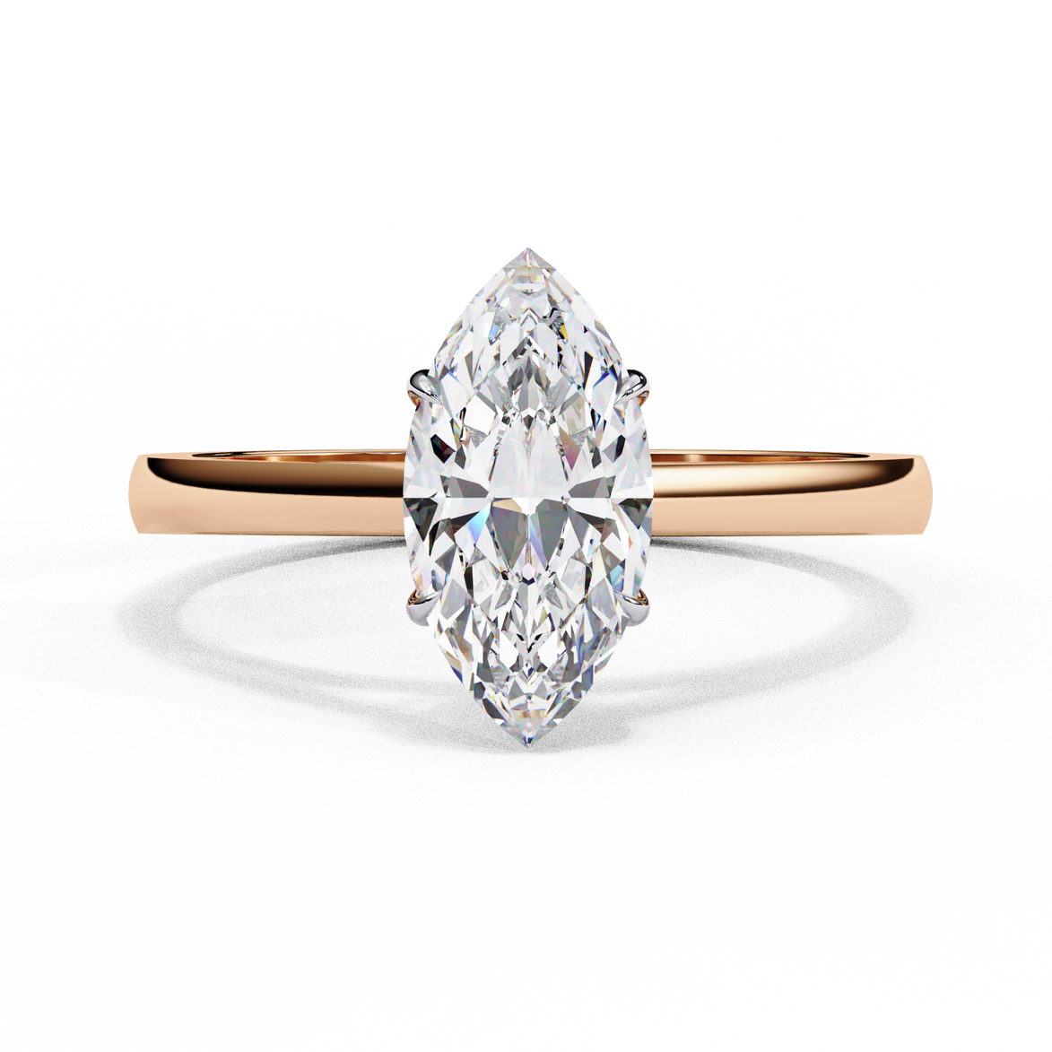 Marquise Cut Diamond Cathedral Solitaire Engagement Ring