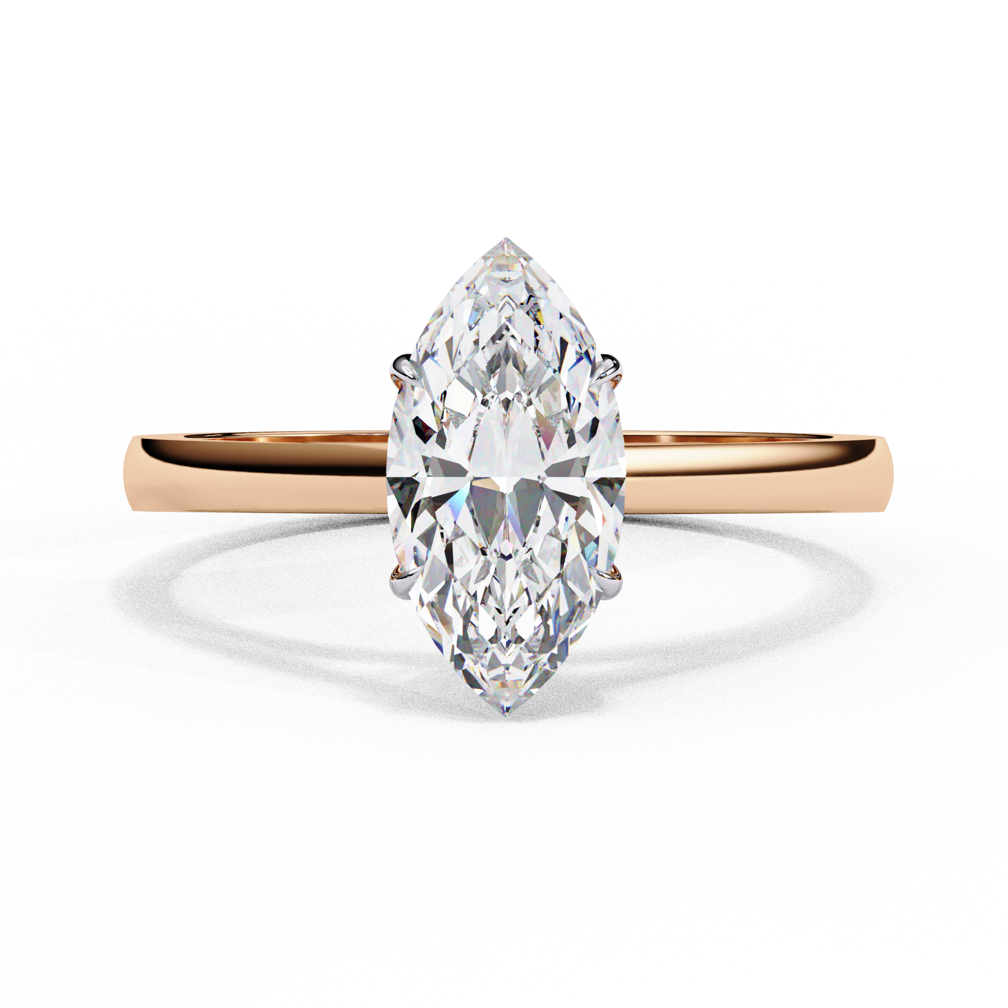 Marquise Cut Diamond Cathedral Solitaire Engagement Ring