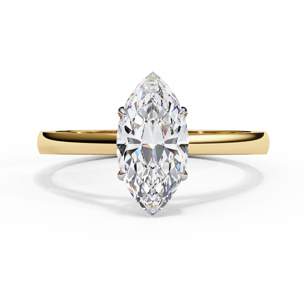 Marquise Cut Diamond Cathedral Solitaire Engagement Ring