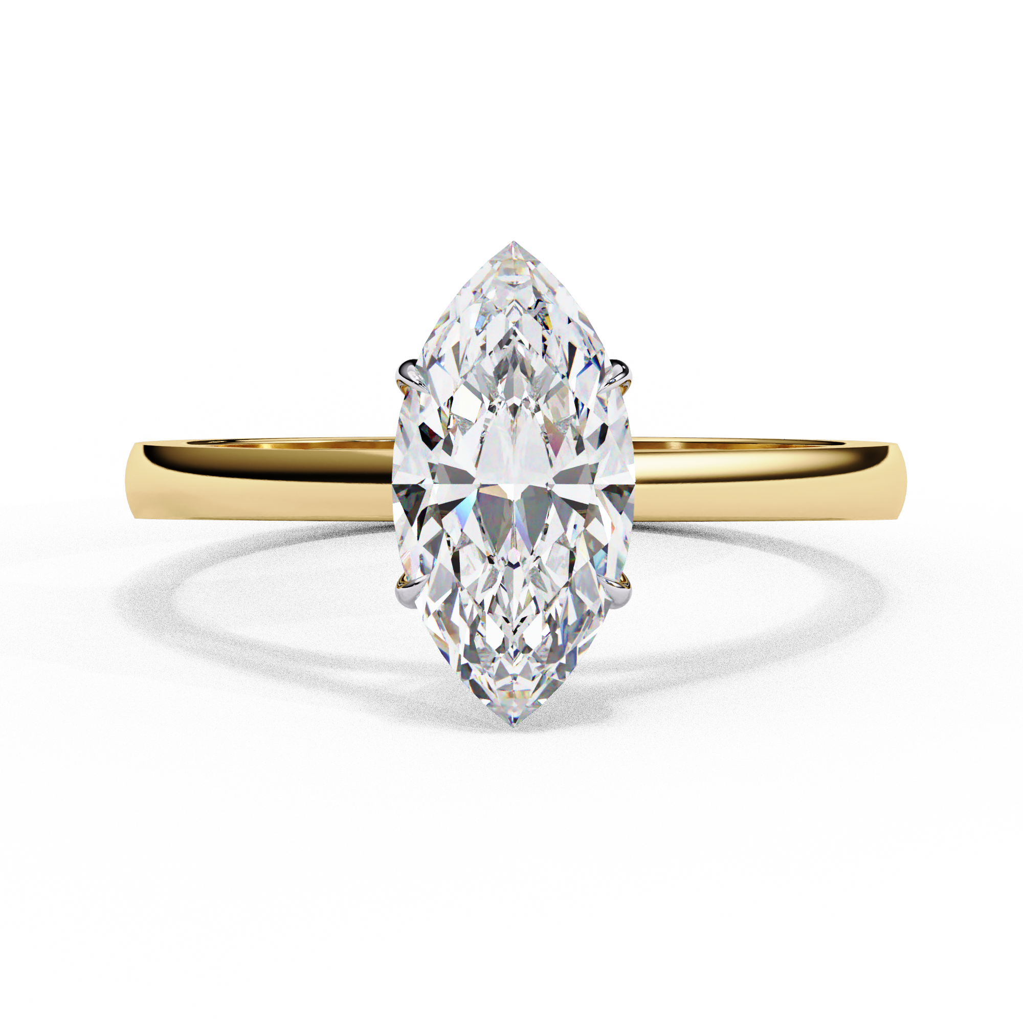 Marquise Cut Diamond Cathedral Solitaire Engagement Ring
