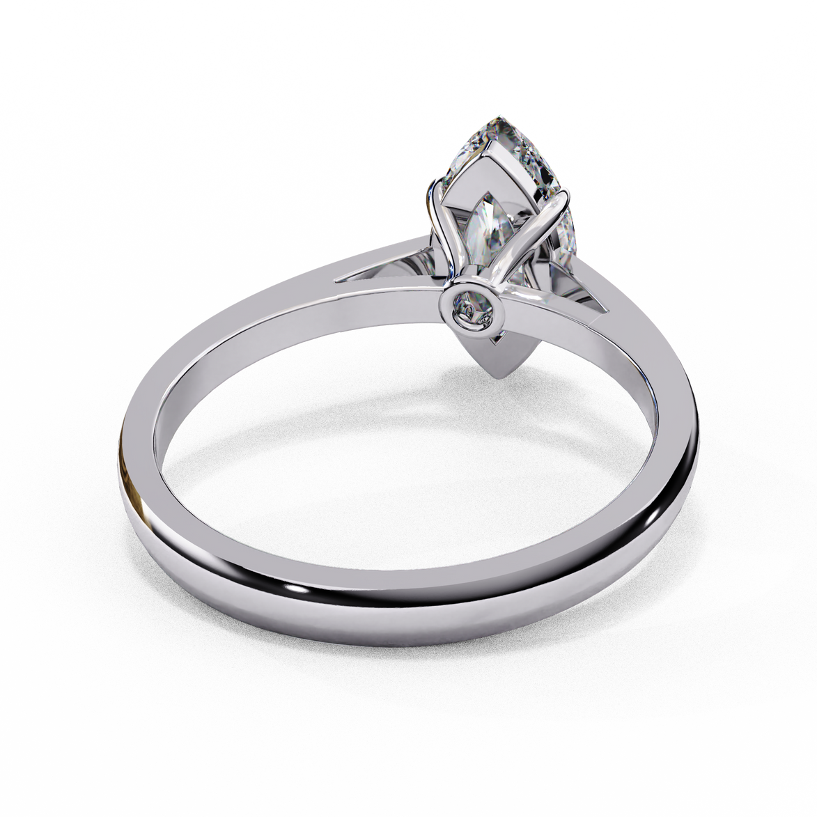 Marquise Cut Diamond Cathedral Solitaire Engagement Ring