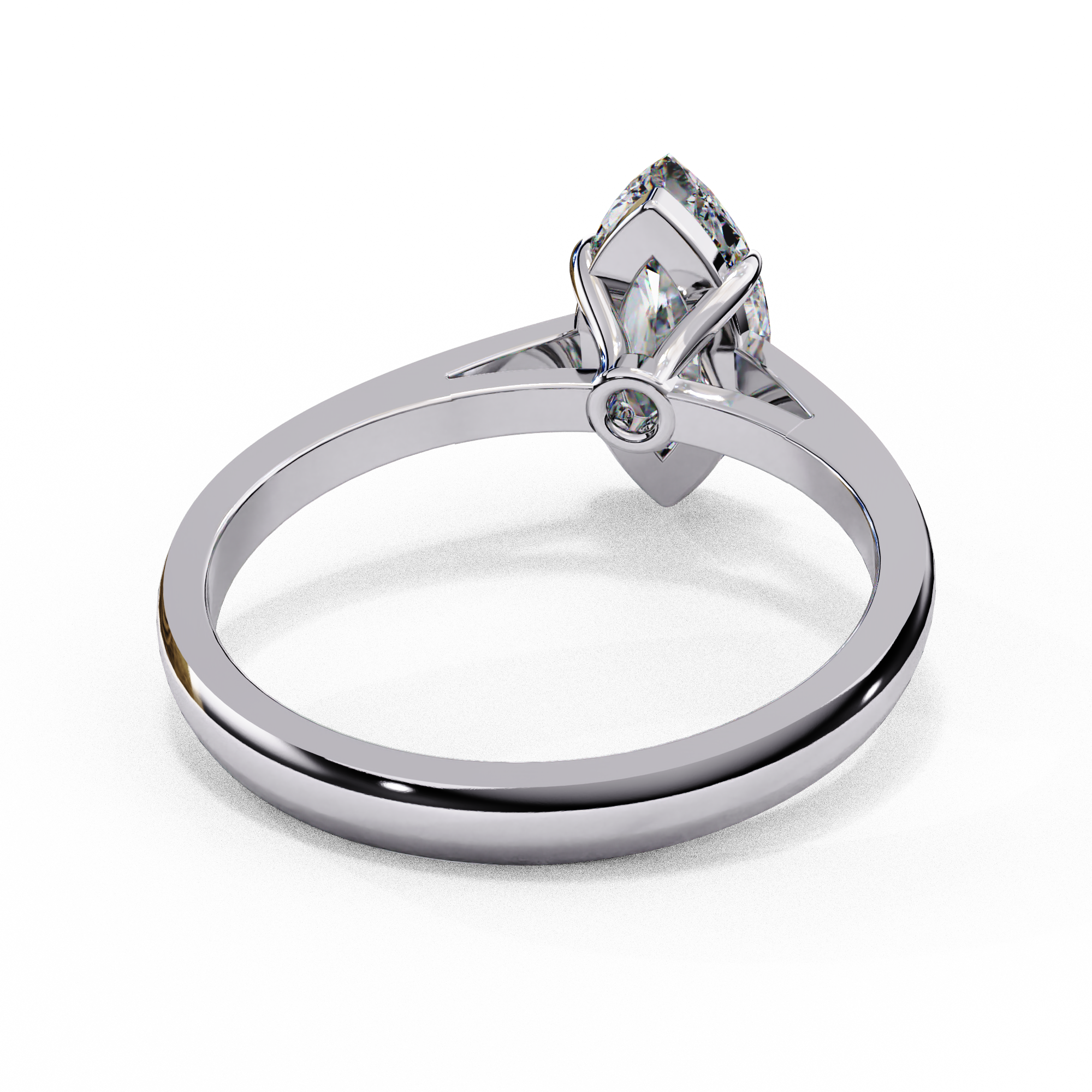 Marquise Cut Diamond Cathedral Solitaire Engagement Ring