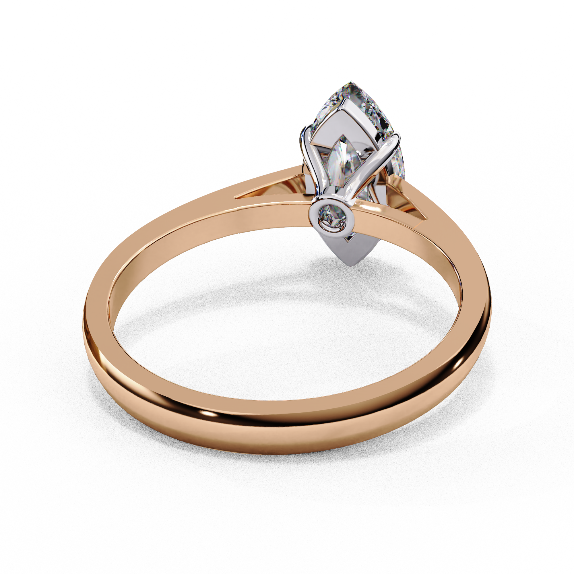 Marquise Cut Diamond Cathedral Solitaire Engagement Ring