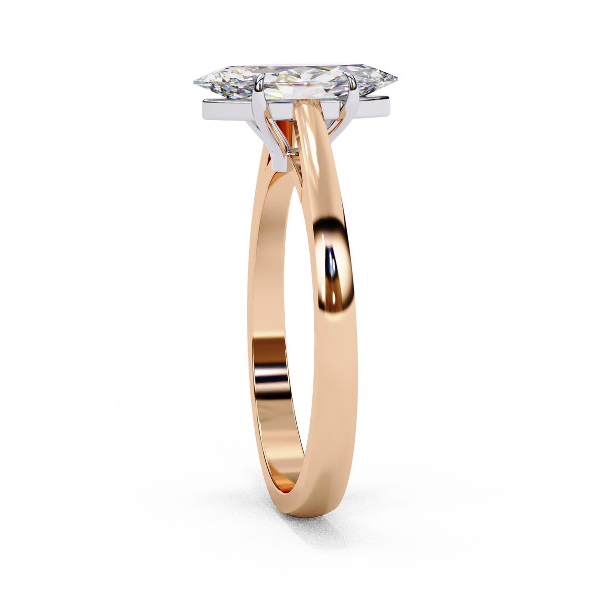 Marquise Cut Diamond Cathedral Solitaire Engagement Ring
