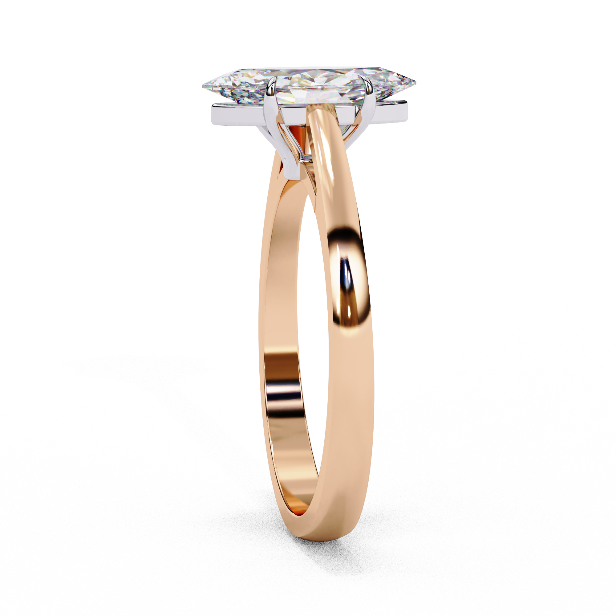 Marquise Cut Diamond Cathedral Solitaire Engagement Ring