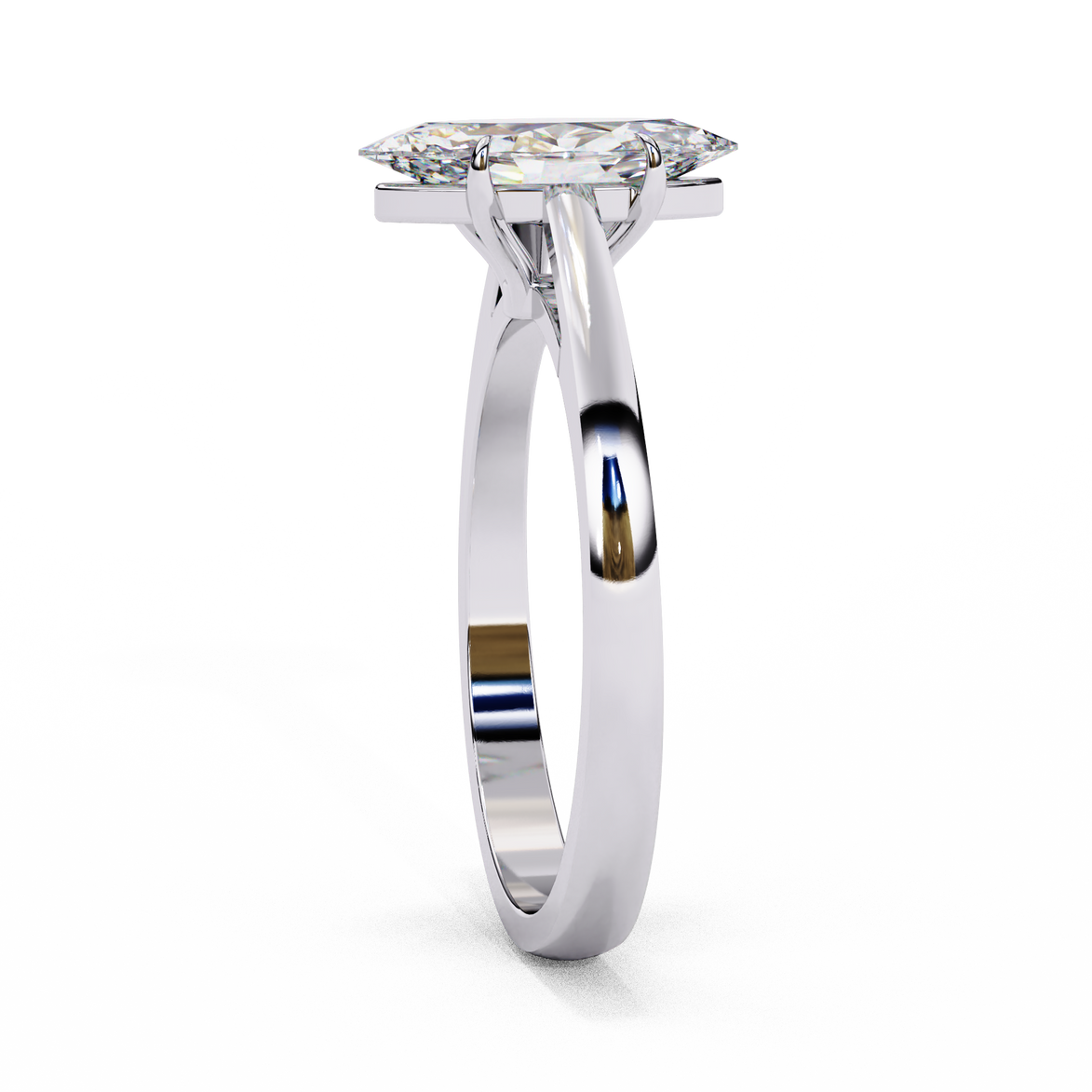 Marquise Cut Diamond Cathedral Solitaire Engagement Ring
