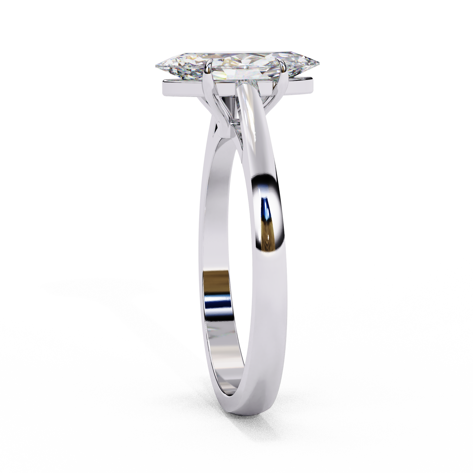 Marquise Cut Diamond Cathedral Solitaire Engagement Ring