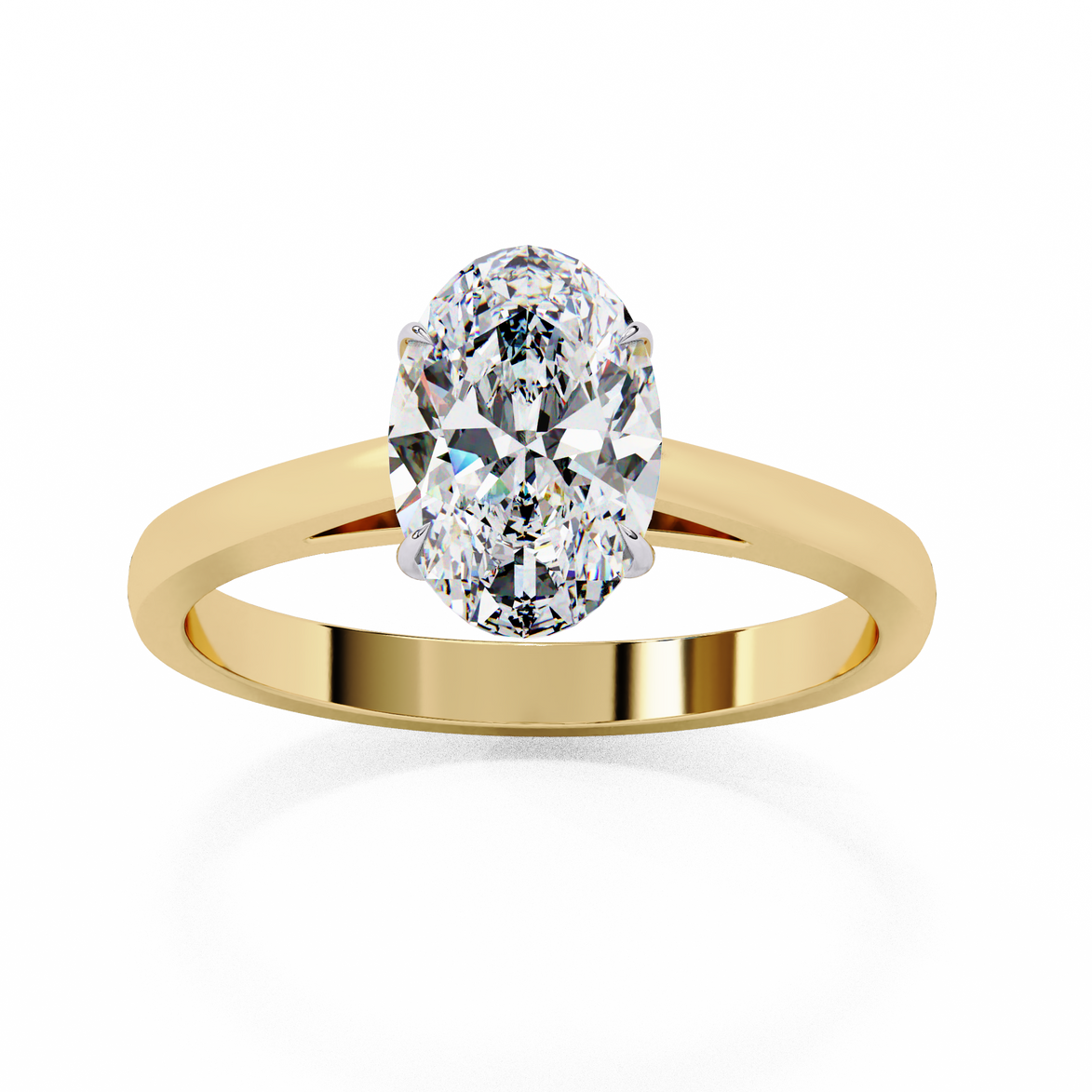 Elegant Oval Diamond Cathedral Solitaire Ring with Elevated Gallery