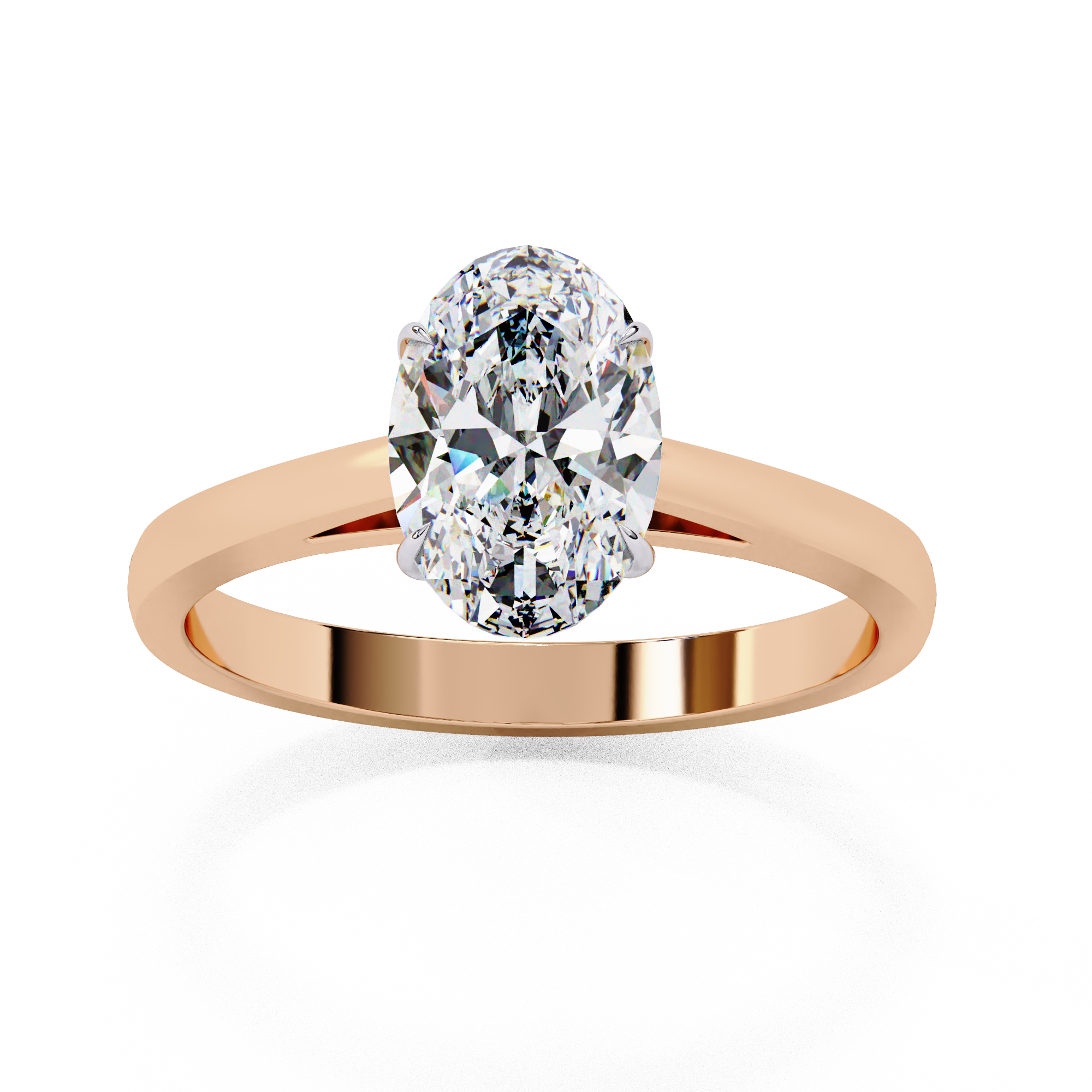 Elegant Oval Diamond Cathedral Solitaire Ring with Elevated Gallery
