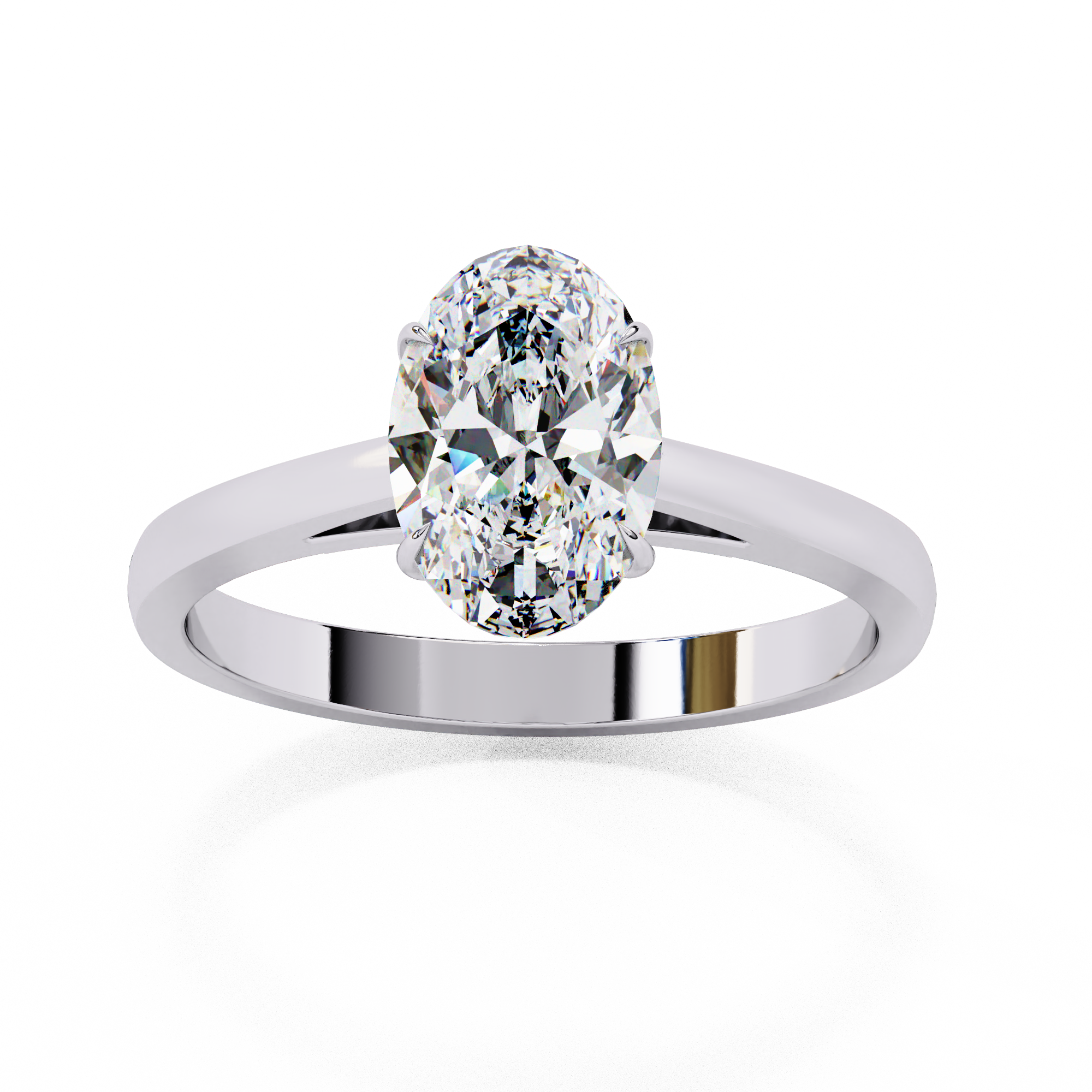 Elegant Oval Diamond Cathedral Solitaire Ring with Elevated Gallery