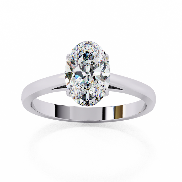 Elegant Oval Diamond Cathedral Solitaire Ring with Elevated Gallery