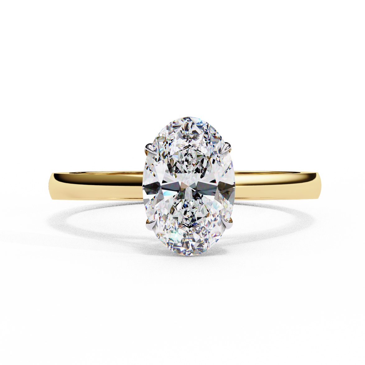 Elegant Oval Diamond Cathedral Solitaire Ring with Elevated Gallery